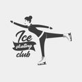 Logo with a woman moving on ice skates.
