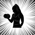 Logo. Woman in training. Fitness. Dumbbells. Silhouette. Sport. GYM. Bodybuilding Royalty Free Stock Photo