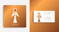 Logo of a woman with wings holding a heart in the hands with rays. Figurine for presentation, template of a beauty contest