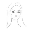 Logo women on white background.Young woman sketch face with lush eyelashes on white background, vector. Creative Vector