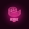 logo of the World Cup soccer flag Russia neon icon. Elements of Championship 2018 set. Simple icon for websites, web design,