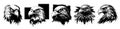 Eagle heads black and white vector. Silhouette svg shapes of eagle illustration. Royalty Free Stock Photo