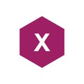 Logo X with a purple hexagon background Royalty Free Stock Photo