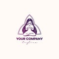 Logo yoga beautiful girl meditates, asana, magic