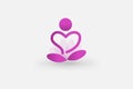 Logo yoga man lotus flower icon vector Royalty Free Stock Photo