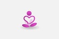 Logo yoga man lotus flower icon vector image Royalty Free Stock Photo