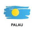 National symbol - flag of Palau isolated on white background. Hand-drawn illustration. Flat style.