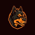 A logo of a zombie dog head, designed in esports illustration style