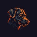 A logo of a zombie dog head, designed in esports illustration style