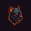 A logo of a zombie dog head, designed in esports illustration style