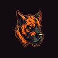 A logo of a zombie dog head, designed in esports illustration style