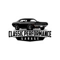 Classic car and performance garage logo vector Royalty Free Stock Photo