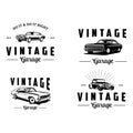 Flat Vintage classic car logo set vector Royalty Free Stock Photo