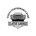 Street performance dyno classic garage logo vector Royalty Free Stock Photo