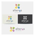 Four People Silhouette Icons, Logo for Corporate Business, Card Mock up in Several Colors