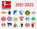 Logos of all teams of the German Bundesliga Royalty Free Stock Photo