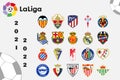 Logos of all teams of the Spanish LaLiga