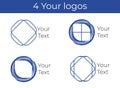 Four logos in blue colors.