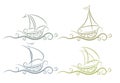 Logos boats with wave. Royalty Free Stock Photo