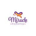 Colorful butterfly logo design with miracle typography text suitable for fancy shop