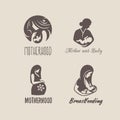 Logos of child care, motherhood and childbearing.