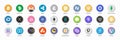 Logos of cryptocurrencies - Bitcoin, Ethereum, Binance Coin, Cardano, XRP, Tether, Litecoin etc. Realistic 3D icons. Glossy