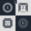 Logos Design Templates Set. Logotypes elements collection, Icons Symbols, Retro Labels, Badges, Silhouettes. Abstract logo, Letter Royalty Free Stock Photo