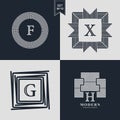 Logos Design Templates Set. Logotypes elements collection, Icons Symbols, Retro Labels, Badges, Silhouettes. Abstract logo, Letter Royalty Free Stock Photo