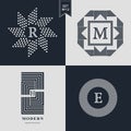 Logos Design Templates Set. Logotypes elements collection, Icons Symbols, Retro Labels, Badges, Silhouettes. Abstract logo, Letter Royalty Free Stock Photo