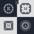 Logos Design Templates Set. Logotypes elements collection, Icons Symbols, Retro Labels, Badges, Silhouettes. Abstract logo, Letter Royalty Free Stock Photo