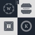 Logos Design Templates Set. Logotypes elements collection, Icons Symbols, Retro Labels, Badges, Silhouettes. Abstract logo, Letter Royalty Free Stock Photo