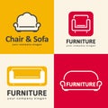 Logos for furniture store. Sofa and chair icons