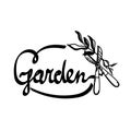 Logos for garden store or fertilizer production. Simple line emblem, icon and logo in vector style. Handwritten