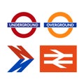 Logos of the London transport system