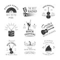 Logos set for jazz festival or live concert. Musical instruments. Vector illustration.