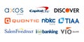 Logos Set of Top Best Online Banks of 2022, such as: Axos Bank, Quontic, CapitalOne and others