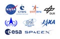 Logos Set of the World`s Top Space Agencies Royalty Free Stock Photo