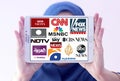 Logos of top famous tv news channels and networks Royalty Free Stock Photo