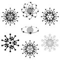 Logos of various configurations of the structure of the virus covid-19