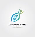 DNA Icon, Genetics Logo for Medical Healthcare Business, Blue and Green Colors