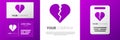 Logotype Broken heart or divorce icon isolated on white background. Love symbol. Happy Valentines day. Logo design