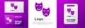 Logotype Comedy and tragedy theatrical masks icon isolated on white background. Logo design template element. Vector Royalty Free Stock Photo