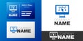 Logotype Computer display with vector design program icon isolated on isolated on white background. Photo editor Royalty Free Stock Photo