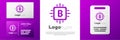 Logotype CPU mining farm icon isolated on white background. Bitcoin sign inside processor. Cryptocurrency mining
