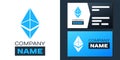 Logotype Cryptocurrency coin Ethereum ETH icon isolated on white background. Digital currency. Altcoin symbol