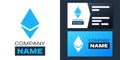 Logotype Cryptocurrency coin Ethereum ETH icon isolated on white background. Digital currency. Altcoin symbol