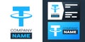 Logotype Cryptocurrency coin Tether USDT icon isolated on white background. Physical bit coin. Digital currency