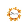 Logotype decorated gold wildflowers in circle