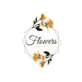 Logotype decorated gold and white wildflowers