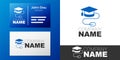 Logotype Graduation cap with mouse icon isolated on white background. World education symbol. Online learning or e